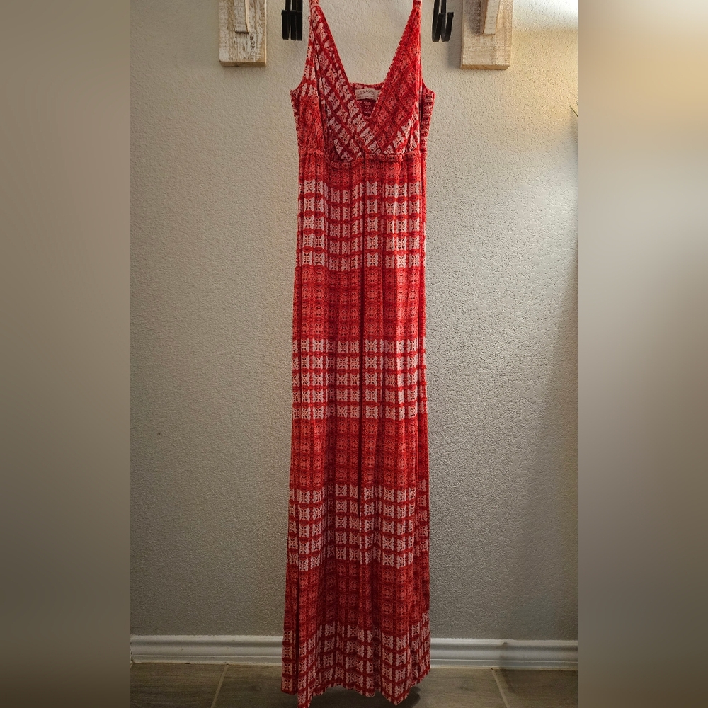 Faded Glory Red Plaid Maxi Dress